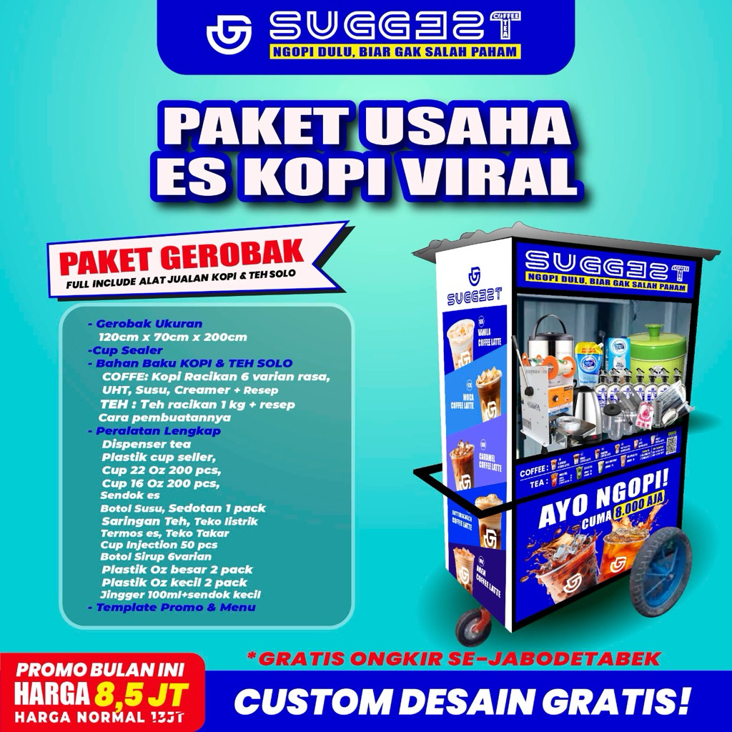 PAKET USAHA ES KOPI LENGKAP+GEROBAK|SIAP JUALAN|COCOK UNTUK UMKM|FRANCHISE