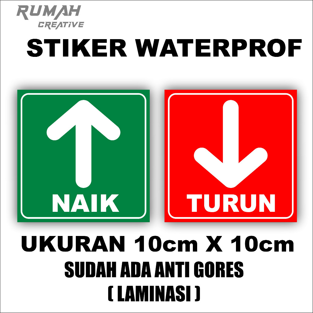 

Stiker Naik Turun Vinyl Eco R 10x10cm Waterproof / stiker petunjuk arah / stiker tangga