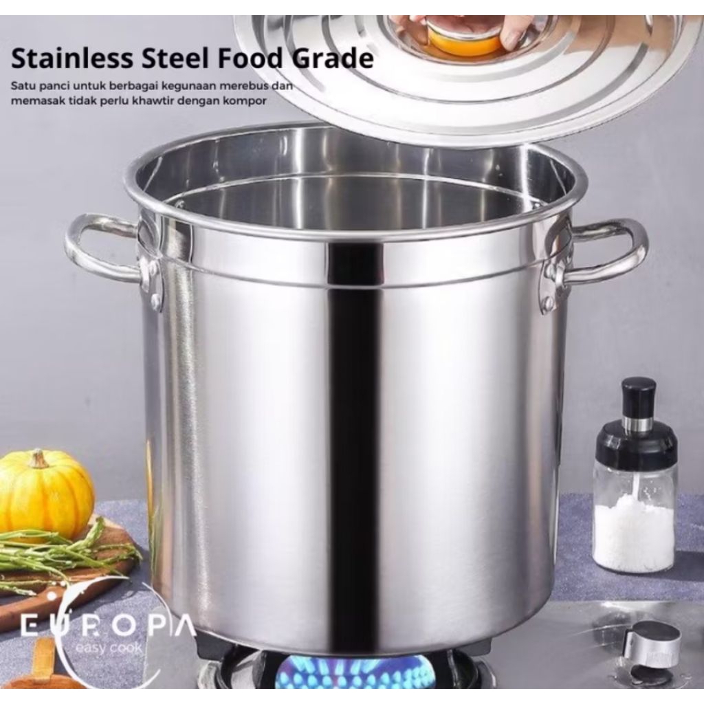 Panci stockpot besar stainles steel + tutup / panci jumbo Stockpot 50cm 90 liter