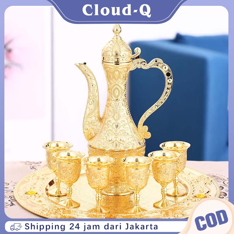 Satu Set Teko Arab / Antique Gold Wine Glass / 8 Buah Set Teko Eropa