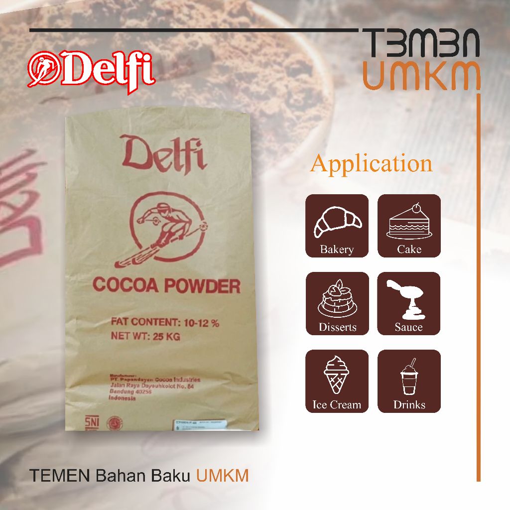 

DELFI COCOA POWDER DF760-11 / COKLAT BUBUK REPACK 1KG, 500gr, 250gr | 100% ASLI