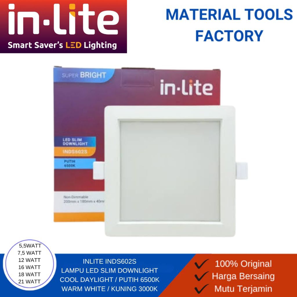 INLITE INDS602S LAMPU DOWNLIGHT - LAMPU PANEL KOTAK - LAMPU DOWNLIGHT KOTAK - LAMPU DOWNLIGHT PERSEG