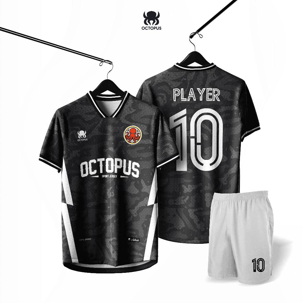 JERSEY BAJU BOLA FUTSAL CUSTOM FULL PRINTING HITAM PUTIH / Jersey Custom Nama dan Nomor