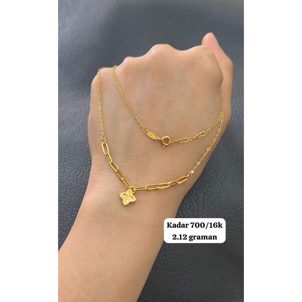 kalung emas liontin model bunga emas asli kadar 700 mewah hadiah ultah