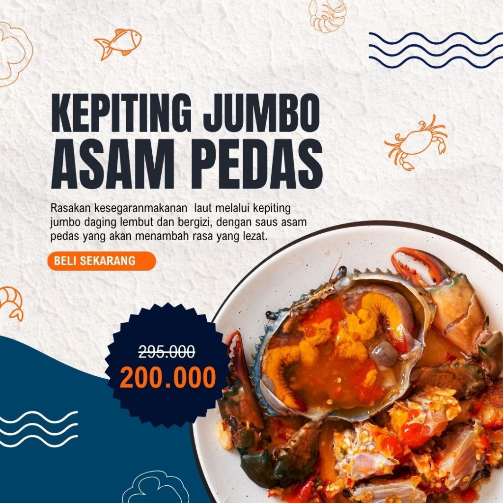 

Kepiting Jumbo (Asam manis, saus Padang, Asam Pedas, Lada Hitam) harga per1kg