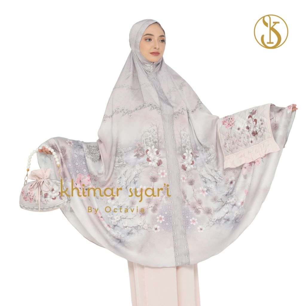 Premium silky Mukena, mukena tas mutiara, printing mukena silky