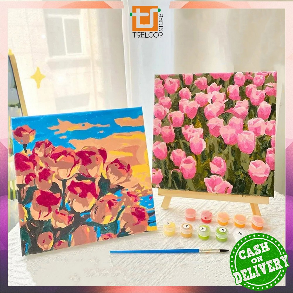 

EC OFM-A110 Paint By Number Kit 20x20cm Kanvas Siap Lukis / DIY Canvas Acrylic Aesthetic / Diy Digital Painting Canvas Lukisan Bunga Pemandangan Wall Decoration