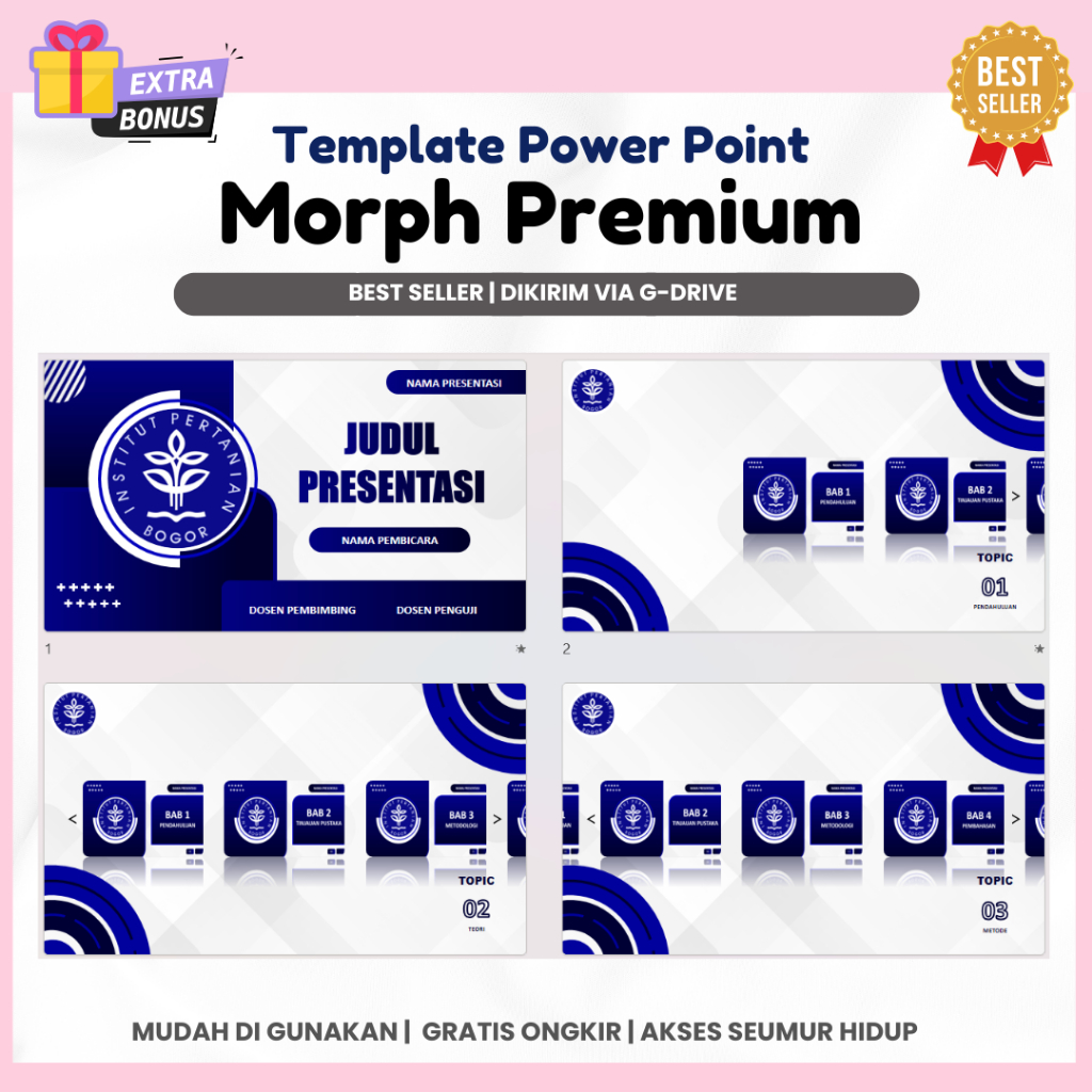 Template PPT Premium SIDANG - Animasi Morph, Animasi Bergerak untuk Seminar & Sidang | PPT 9