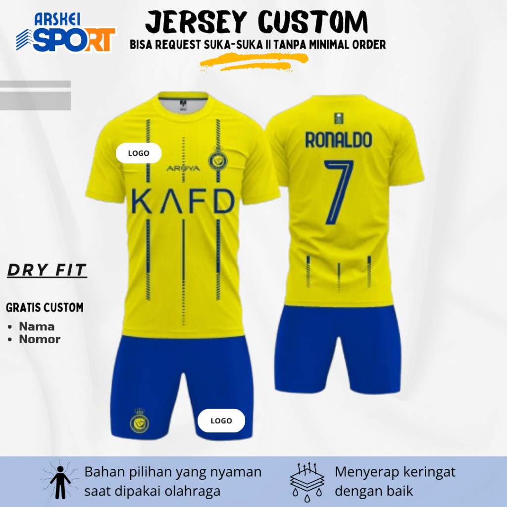 Baju Jersey AL NASSR HOME 2023/2024 - Full Printing / Jersey Al Nassar 2024 2025 Original