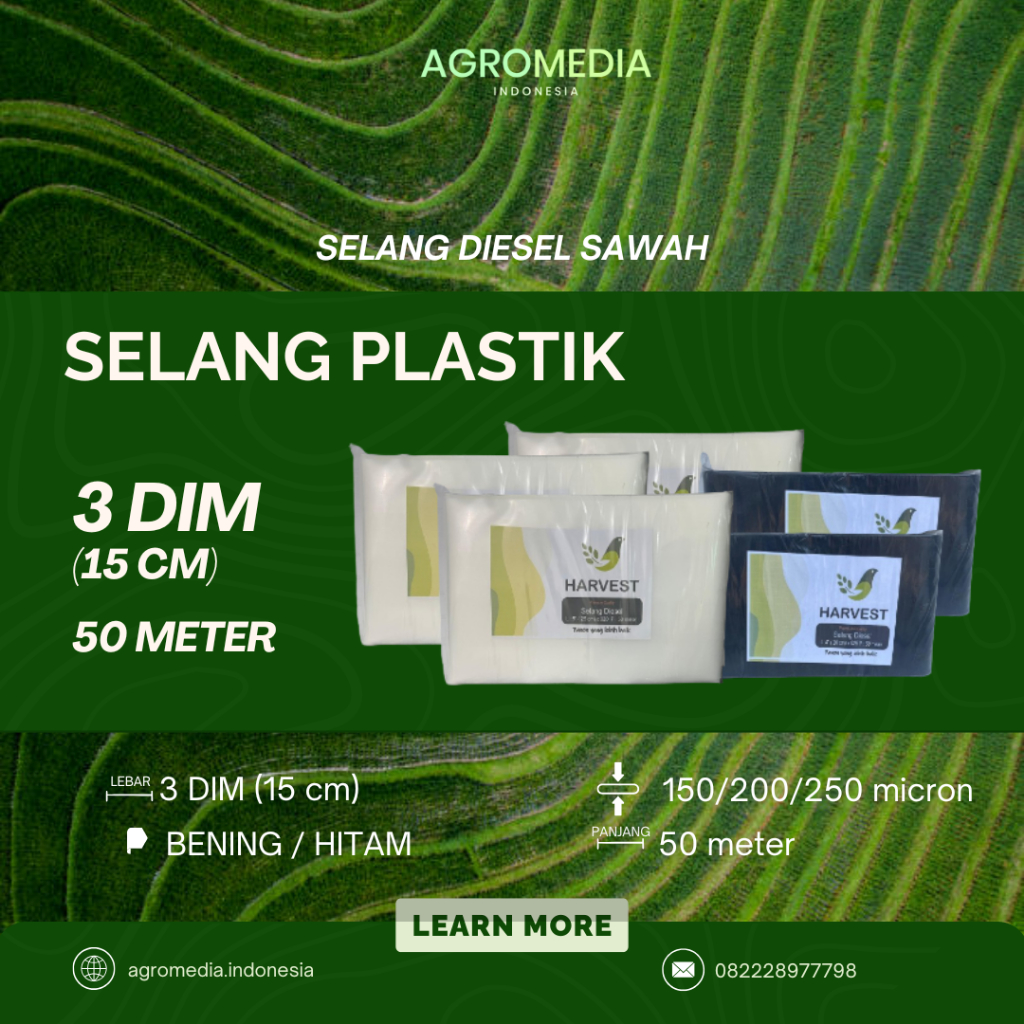 selang plastik 3 dim 50 meter / plastik 3 dim 50 meter / selang sawah 3 dim / selang sawah 15 cm x 5