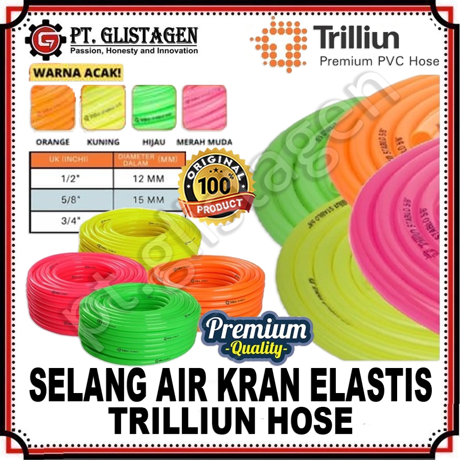 TRILLIUN Selang Kran Air Elastis Stabilo PVC 5/8" Inch 30Meter Selang Air Elastis Stabilo PVC 5/8 In