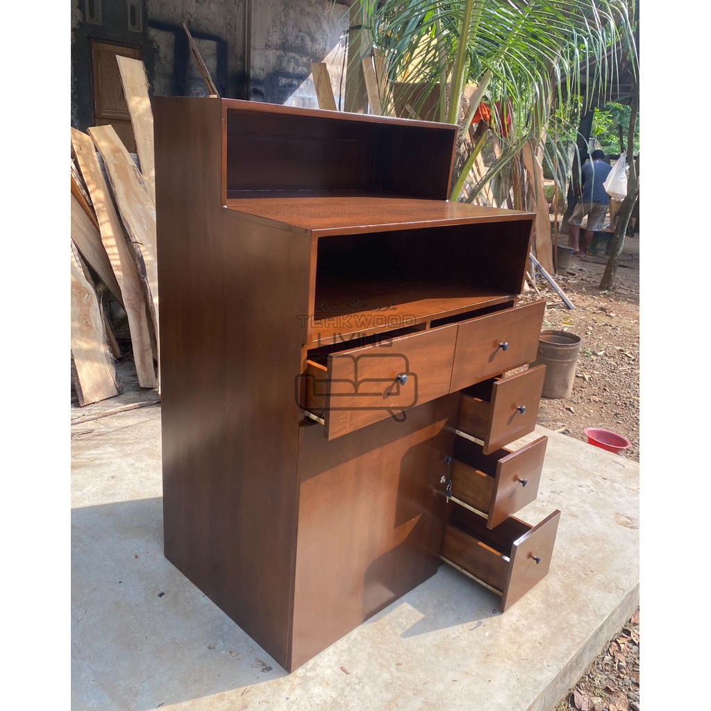 Meja Kasir Kayu Jati Meja Teller Meja Laci