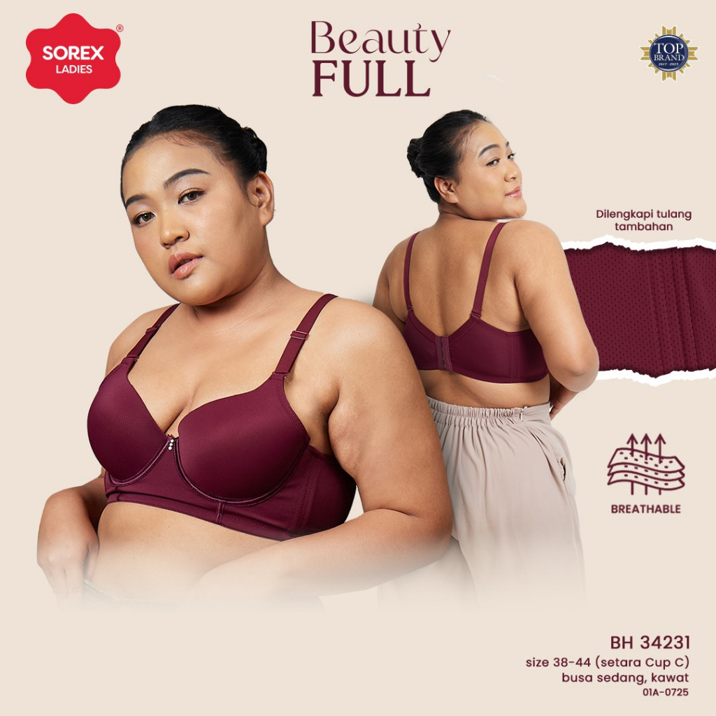 Sorex Bra Beauty Full Jumbo Busa Sedang Kawat Kait 4 Setara Cup C Cup ¾ BH 34231