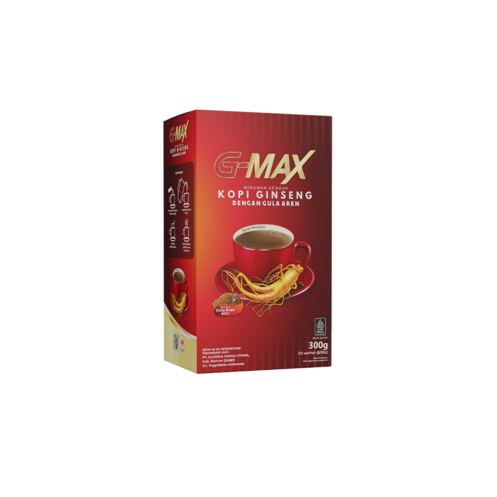 

KOPI G-MAX GINSENG DENGAN GULA AREN HALAL ORIGINAL BPOM | 1 BOX ISI 10 SACHET