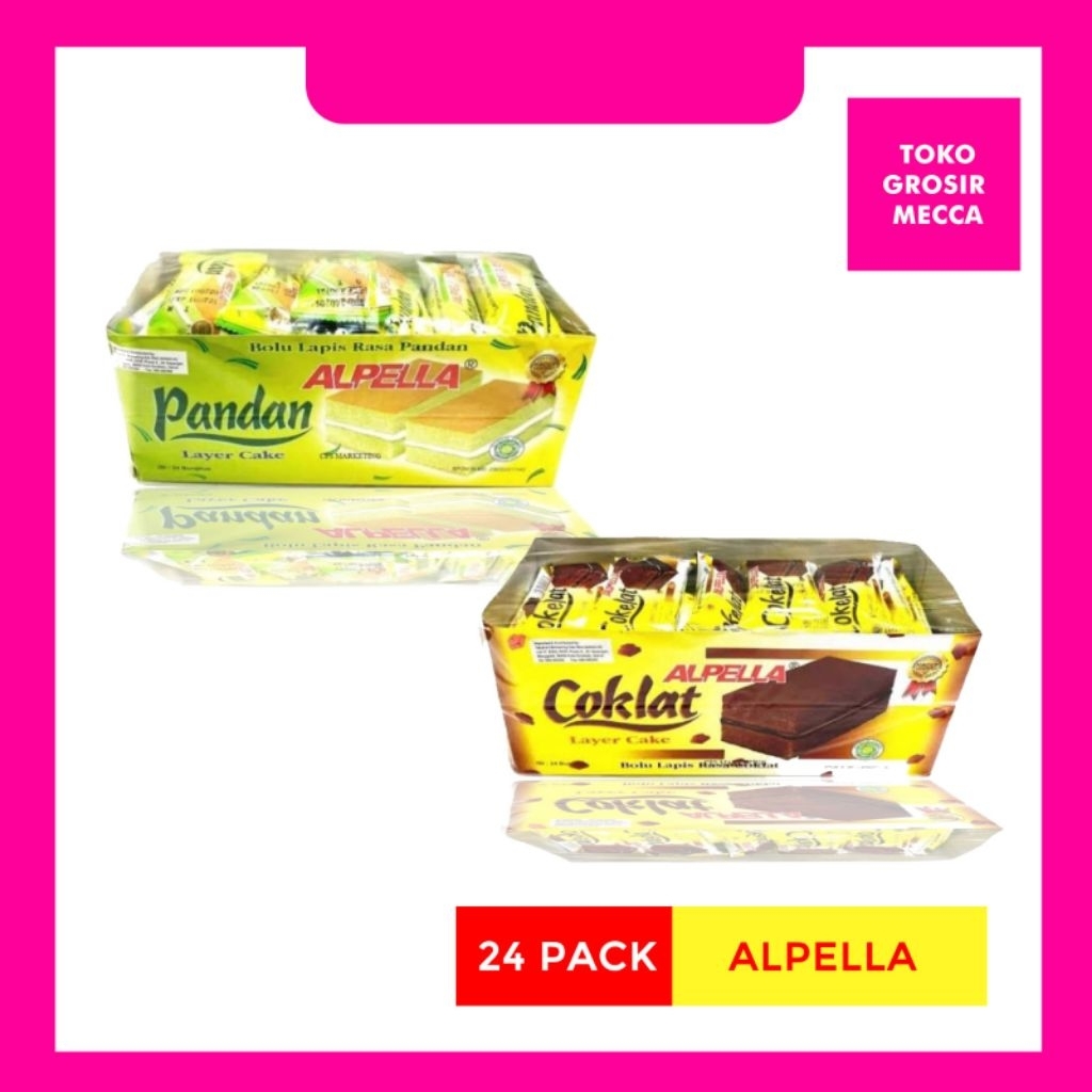 

alpella pandan coklat 1 box isi 24 ada 2 rasa coklat dan pandan