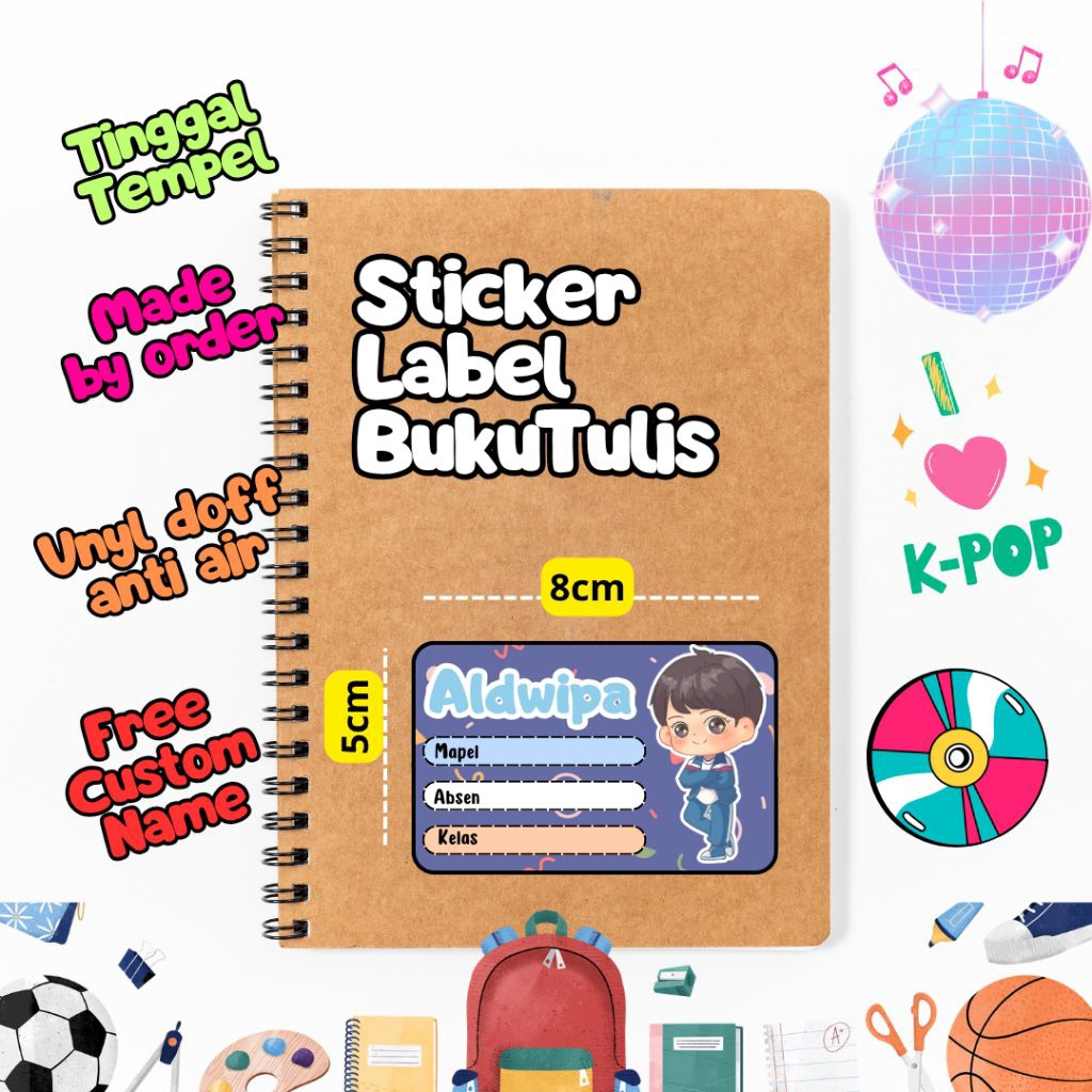 

STICKER LABEL BUKU TULIS-STICKER BUKU CUSTOM-STICKER LABEL CUSTOM