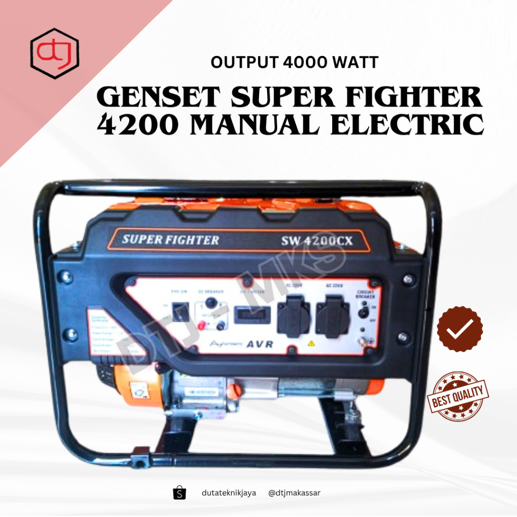 Genset Super Fighter 4000 Watt FULL Tembaga -  Manual & Electric Start | Genset AVR