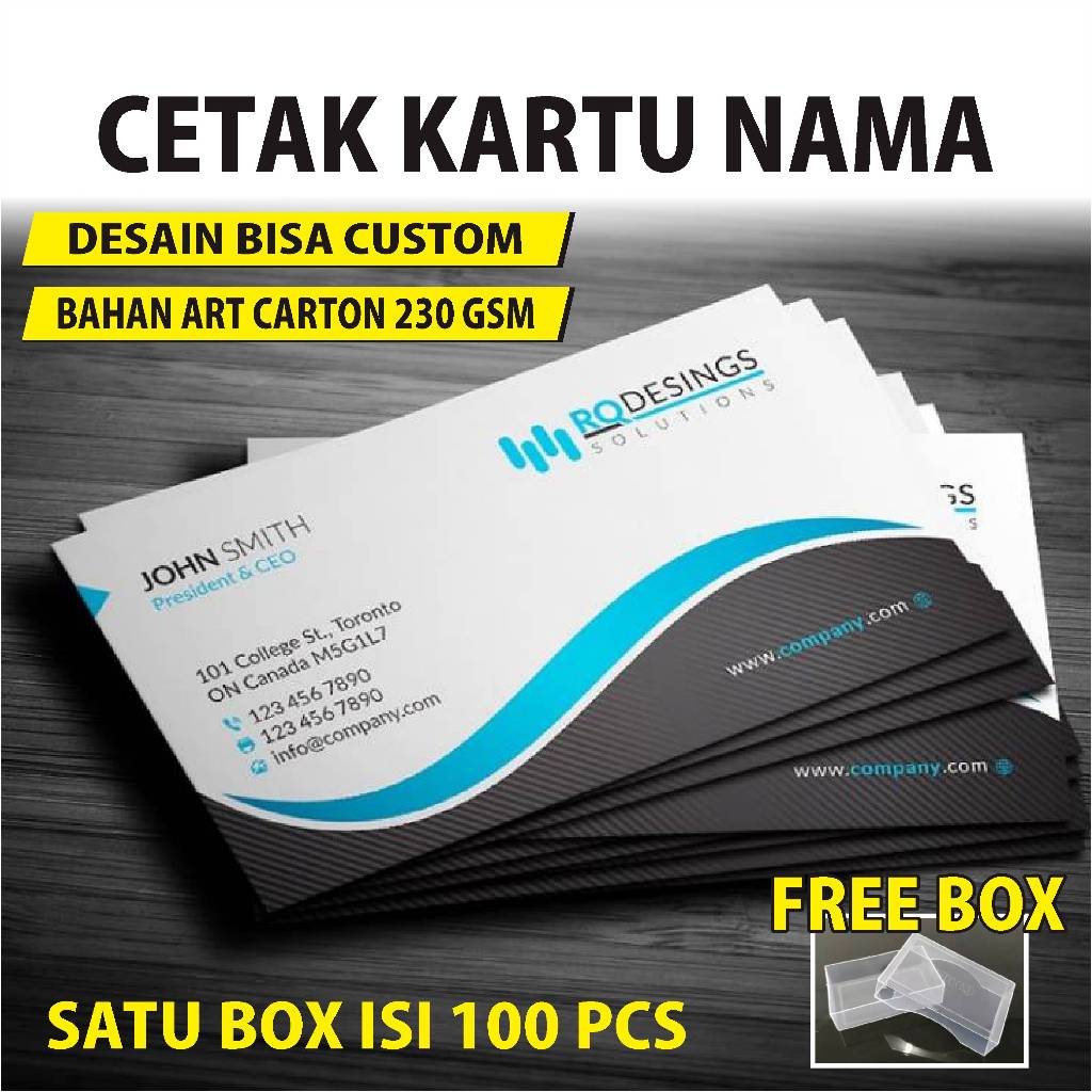 

CETAK KARTU NAMA 1 SISI / 2 SISI BAHAN ART CARTON 230 + KOTAK ( MURAH )