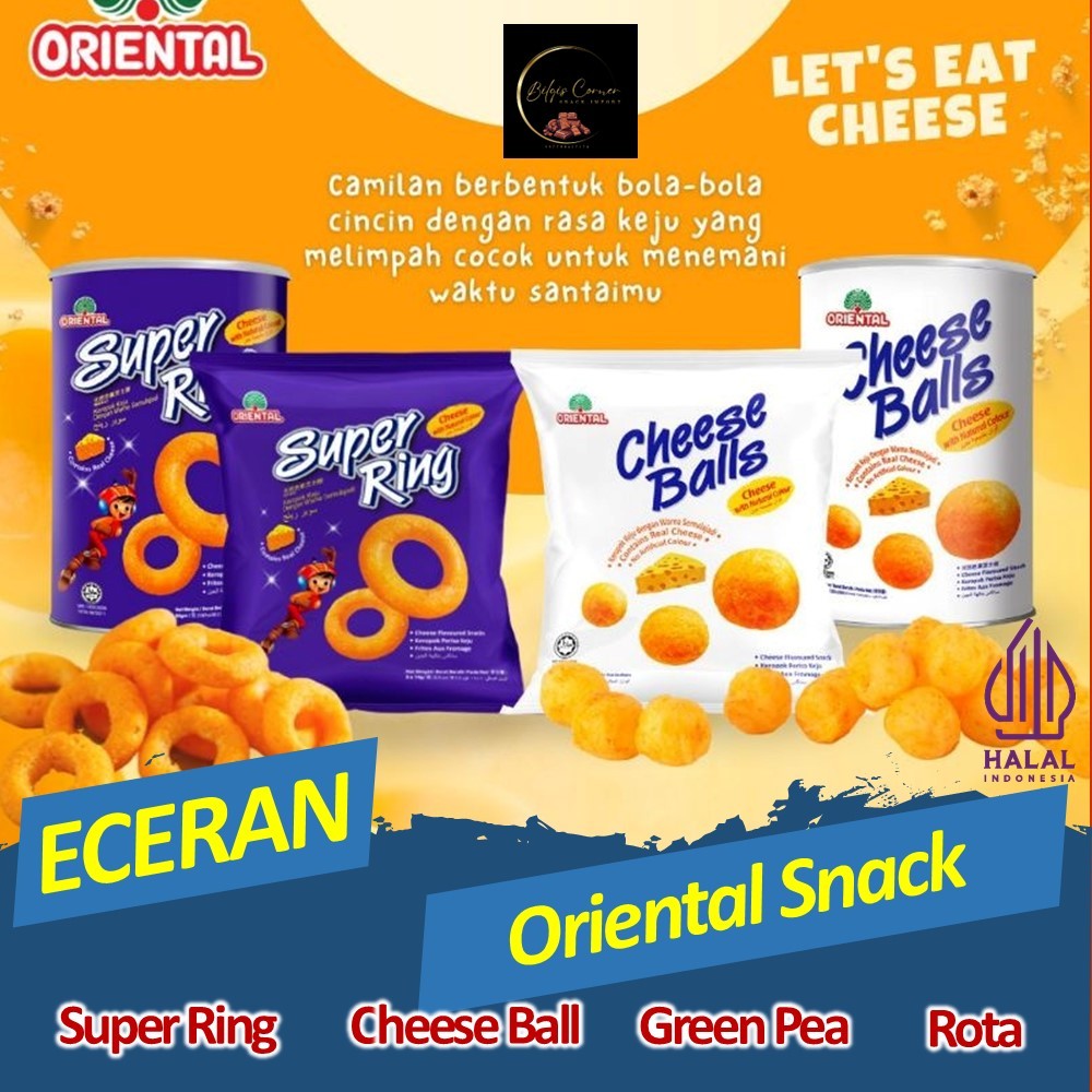 

(ECERAN) Oriental Snack Food Malaysia Cheese Ball Super Ring Rota Green Pea Family Pack