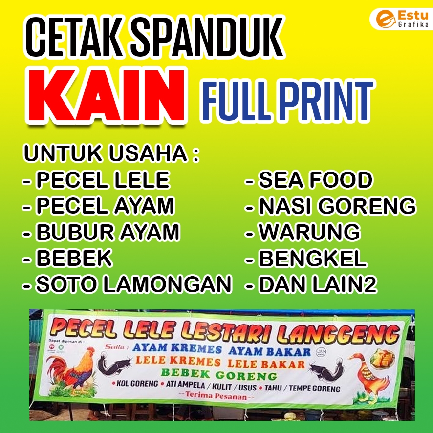 Leeopard Spanduk Kain Pecel Lele / Sari Laut - Bahan Kain Tc Lokal / Spanduk Pecel Lele Kain /