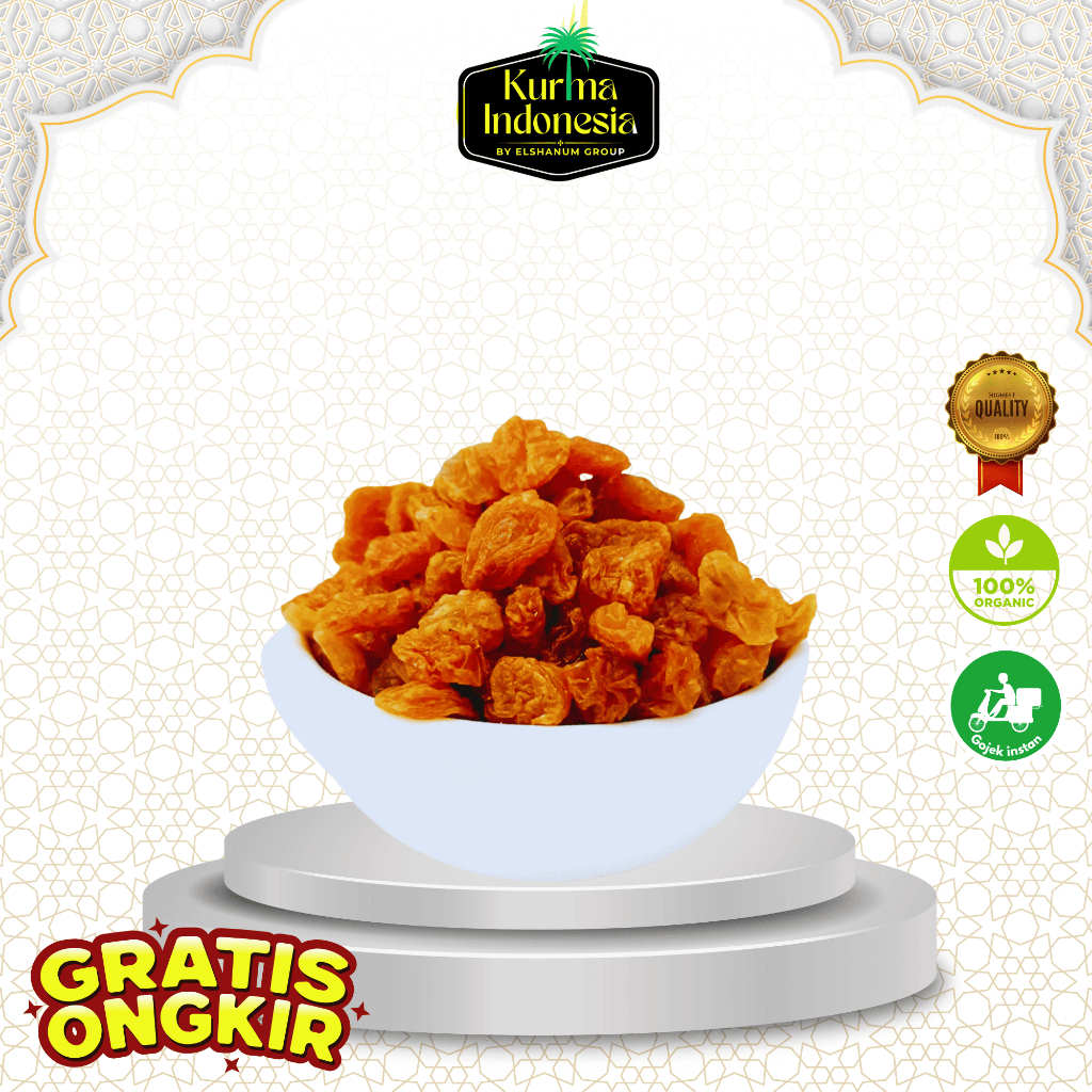 

KISMIS GOLDEN BROWN RAISIN 500 gr / KISMIS ASAM MANIS / KISMIS COKLAT / OLEH OLEH HAJI UMROH
