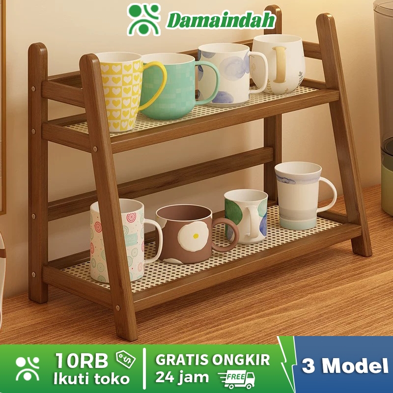 Damaindah Desktop Rak/ Rak Kayu Serbaguna/Meja Rak/ Meja Aesthetic Rak Meja Kantor Rak Meja Belajar 