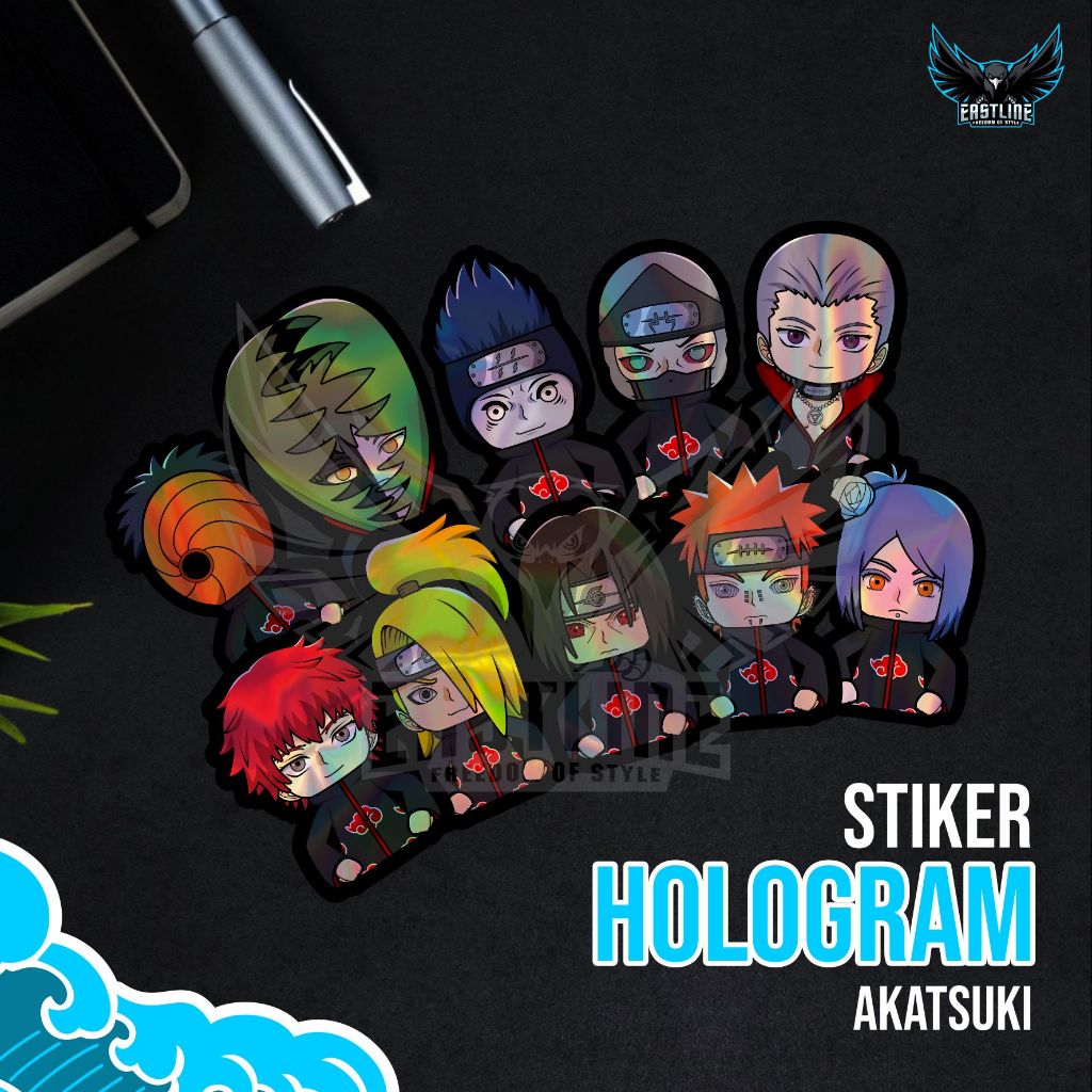 

Sticker Stiker Hologram Anime Naruto Akatsuki Chibi Cute Lucu Laptop Motor