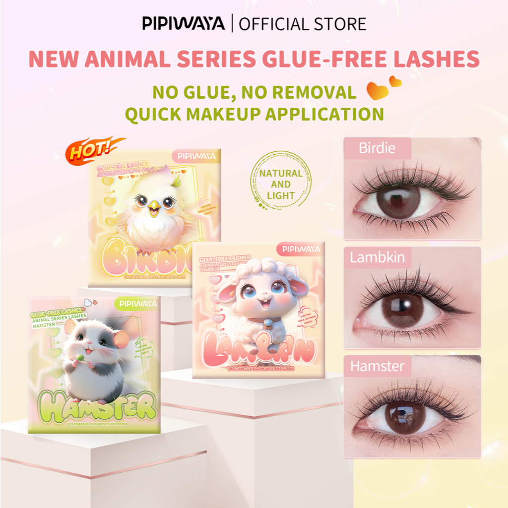 Eyelash PIPIWAYA No Lem / Bulu Mata Palsu Self-Adhesive, Natural Cluster, Mudah Pasang & Dipakai Ber