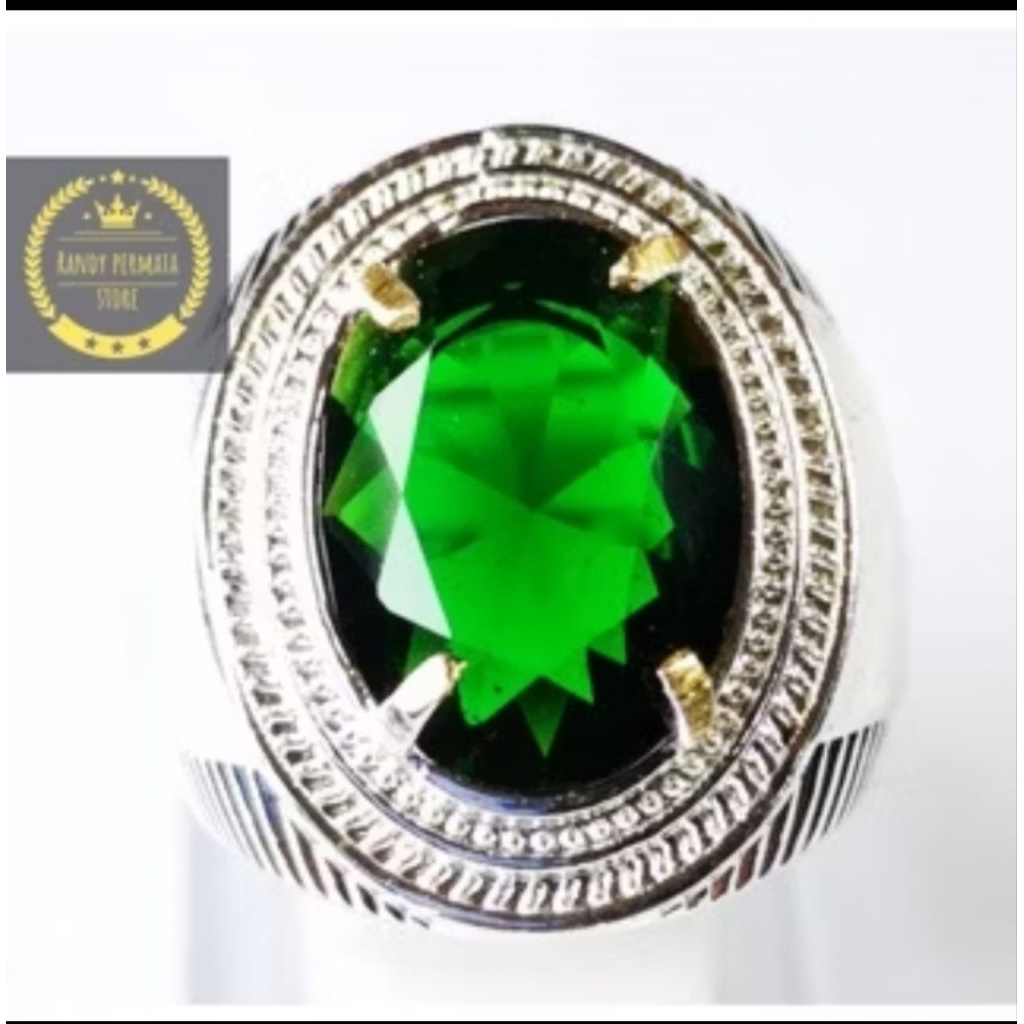 Batu Cincin Hijau Jamrud Rusia Cutting Top Kristal 100%