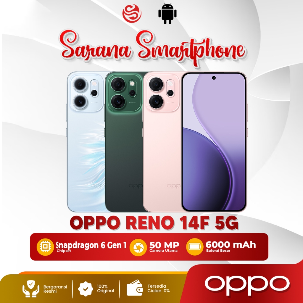Oppo Reno 14F 5G 12/256GB 8/256GB hp oppo terbaru 2025 Smartphone Original Garansi Resmi Indonesia