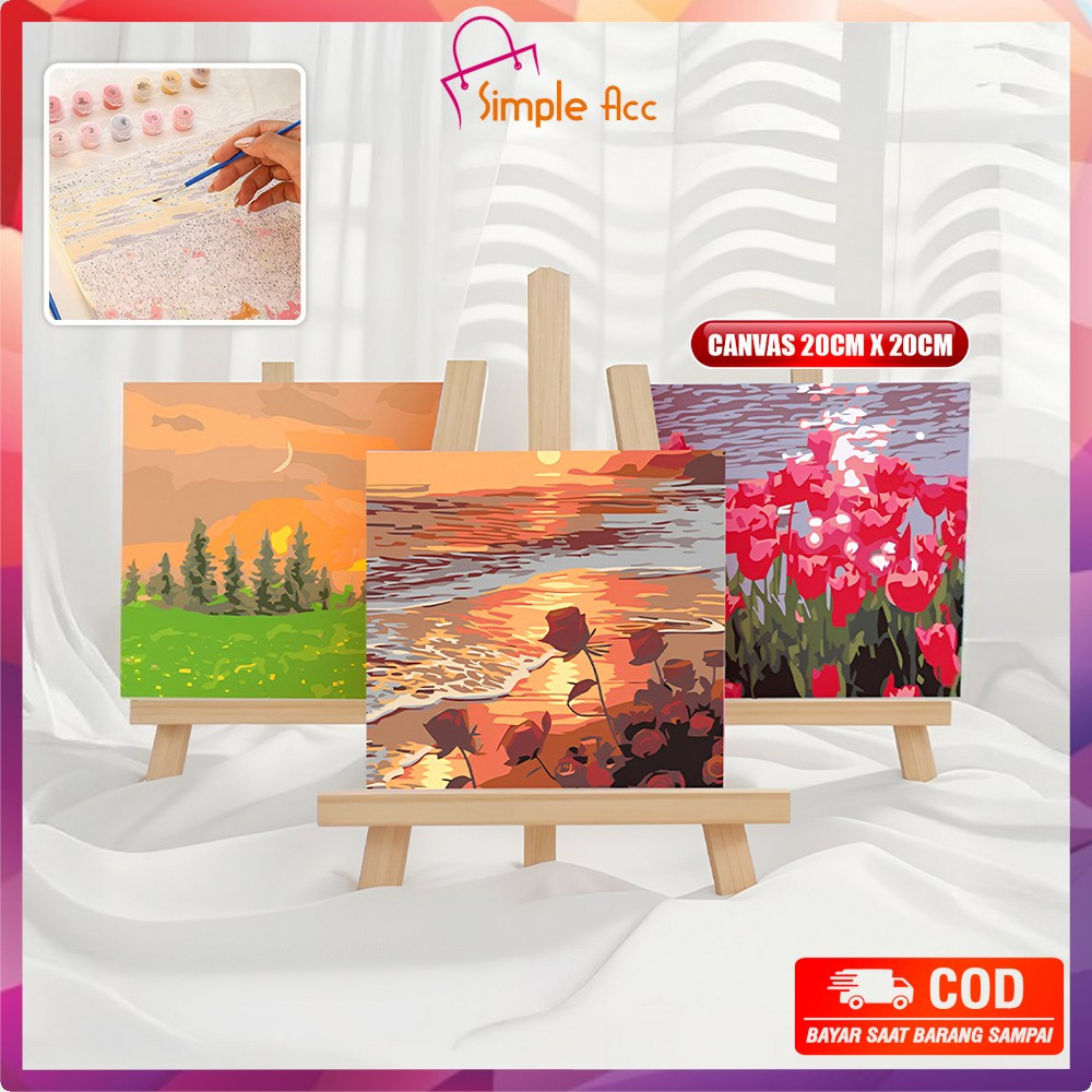 

EC DO-A110 Paint By Number Kit 20x20cm Kanvas Siap Lukis / DIY Canvas Acrylic Aesthetic / Diy Digital Painting Canvas Lukisan Bunga Pemandangan Wall Decoration