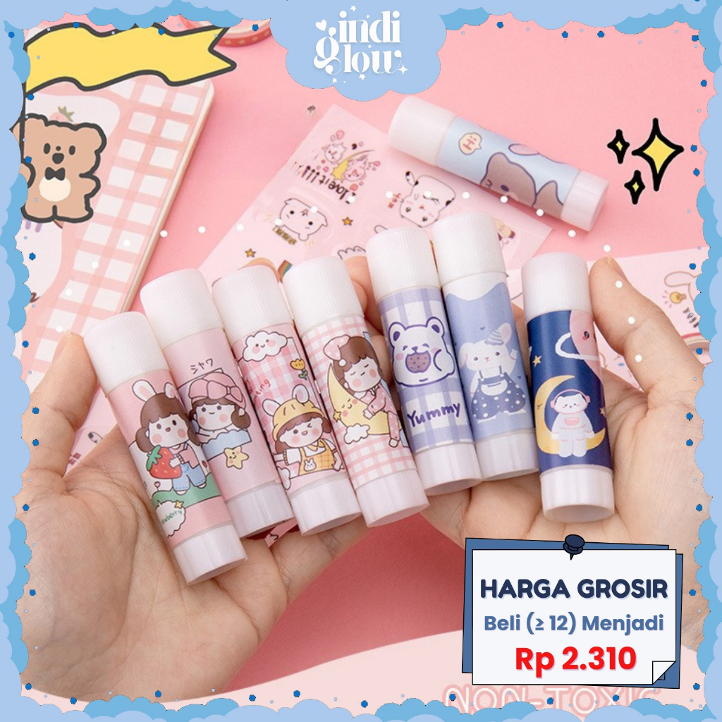 

IG Lem Kertas Glue Stick Lem Stik Lem Perekat Kertas Padat Motif Kartun Lucu Aesthetic LG-88