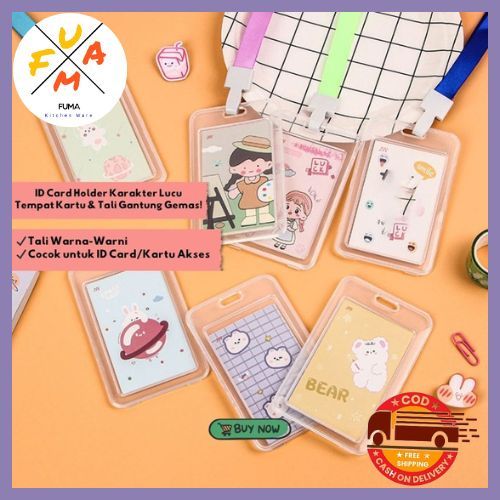 

FM ID Card Holder Transparan Plastik Name Tag Clear Card Vertikal Gantungan Kartu ID Card