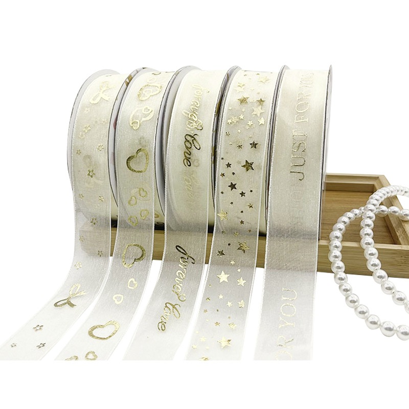 

(1ROLL) Pita Luxury Gold Snow Stamp Ribbon Motif Emas