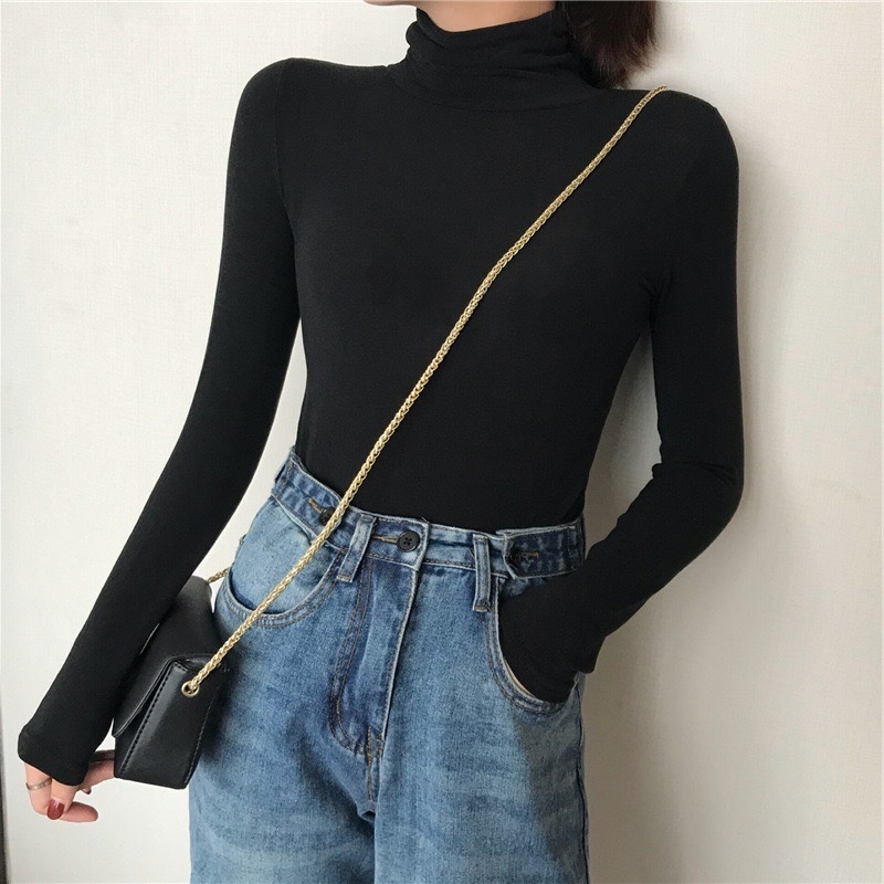 DN27 - Atasan Turtle Neck Wanita Basic Top Atasan Wanita Lengan Panjang Korean Style