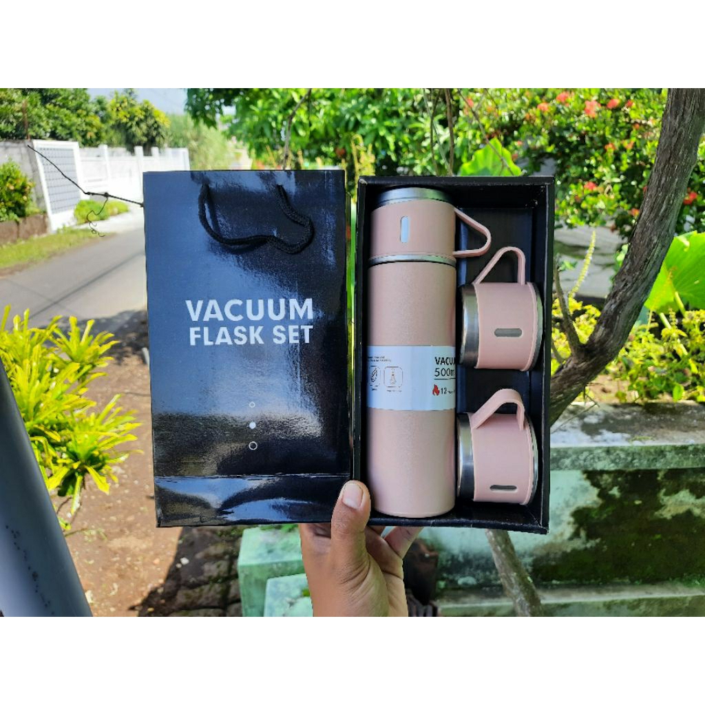 (COD) TERMOS SET CANGKIR / BOTOL SET GELAS PACKING TAS / TEMPAT AIR MINUM PANAS DAN DINGIN / TERMOS 