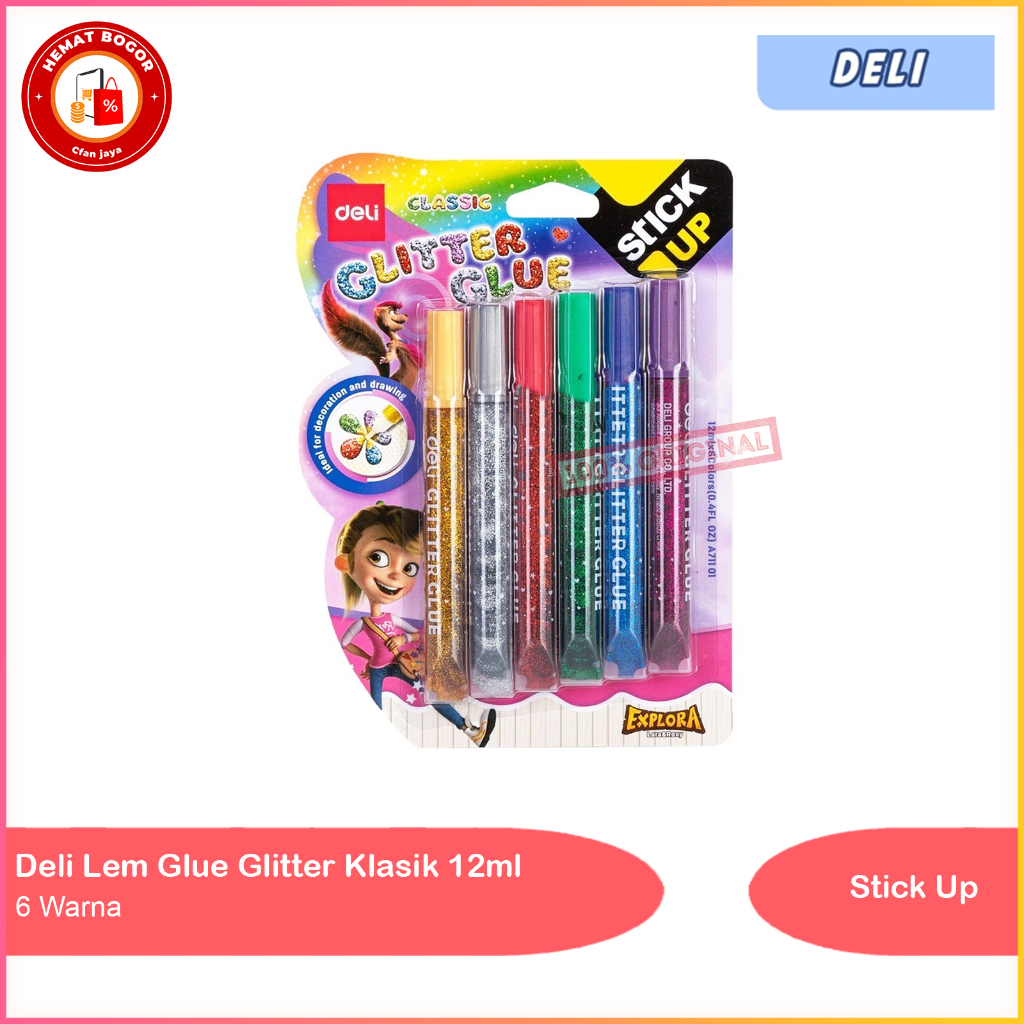 

Original Deli Lem Glue Glitter Klasik 12ml 6 Warna