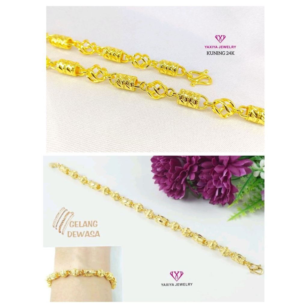 gelang bambu ulir lapis emas 24k