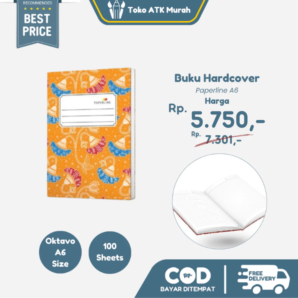 

Buku Hardcover Oktavo / A6 isi 100 Paperline