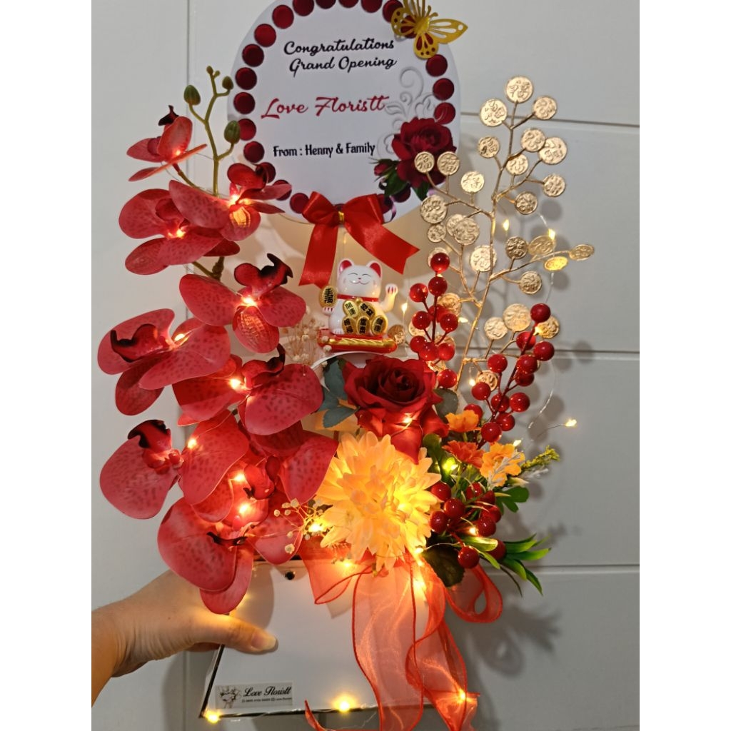 

BUNGA MEJA GRAND OPENING / MEJA BUNGA / KUCING REZEKI/ BUKET GRAND OPENING / BUNGA GRAND OPENING / KADO GRAND OPENING / GRAND OPENING GIFT