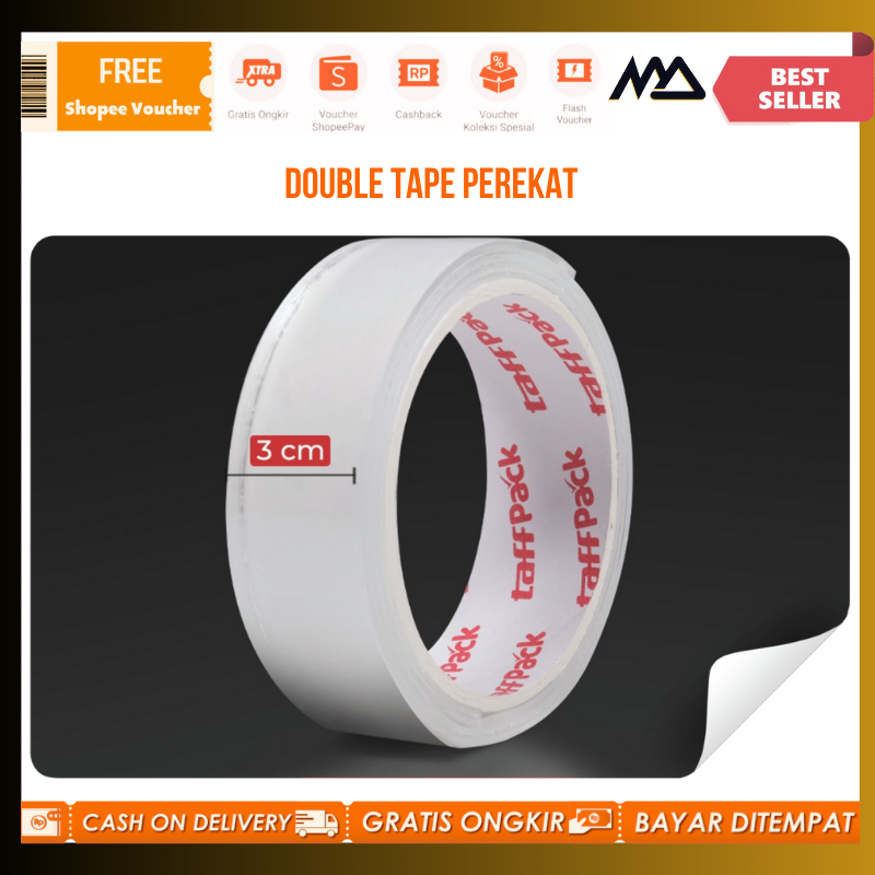 

Double Tape Perekat / Double Tape Perekat No Trace Adhesive Washable Sticker 100x3cm