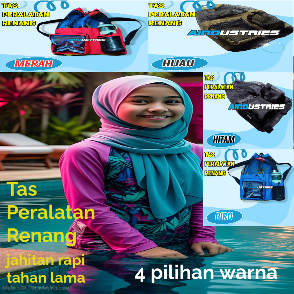 Swimming Gear Bag Mesh – Muat Fin, Pelampung, Snorkel, Anti Bau  Tas Ransel Renang Bahan Cordura Mes