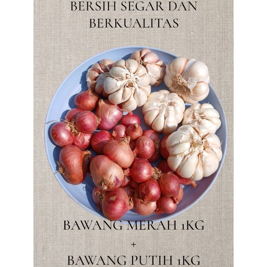 

(CAMPUR 2 KG) Bawang merah bawang putih CAMPUR 1kg bamer dan 1kg baput asli garut fresh kering dan wangi