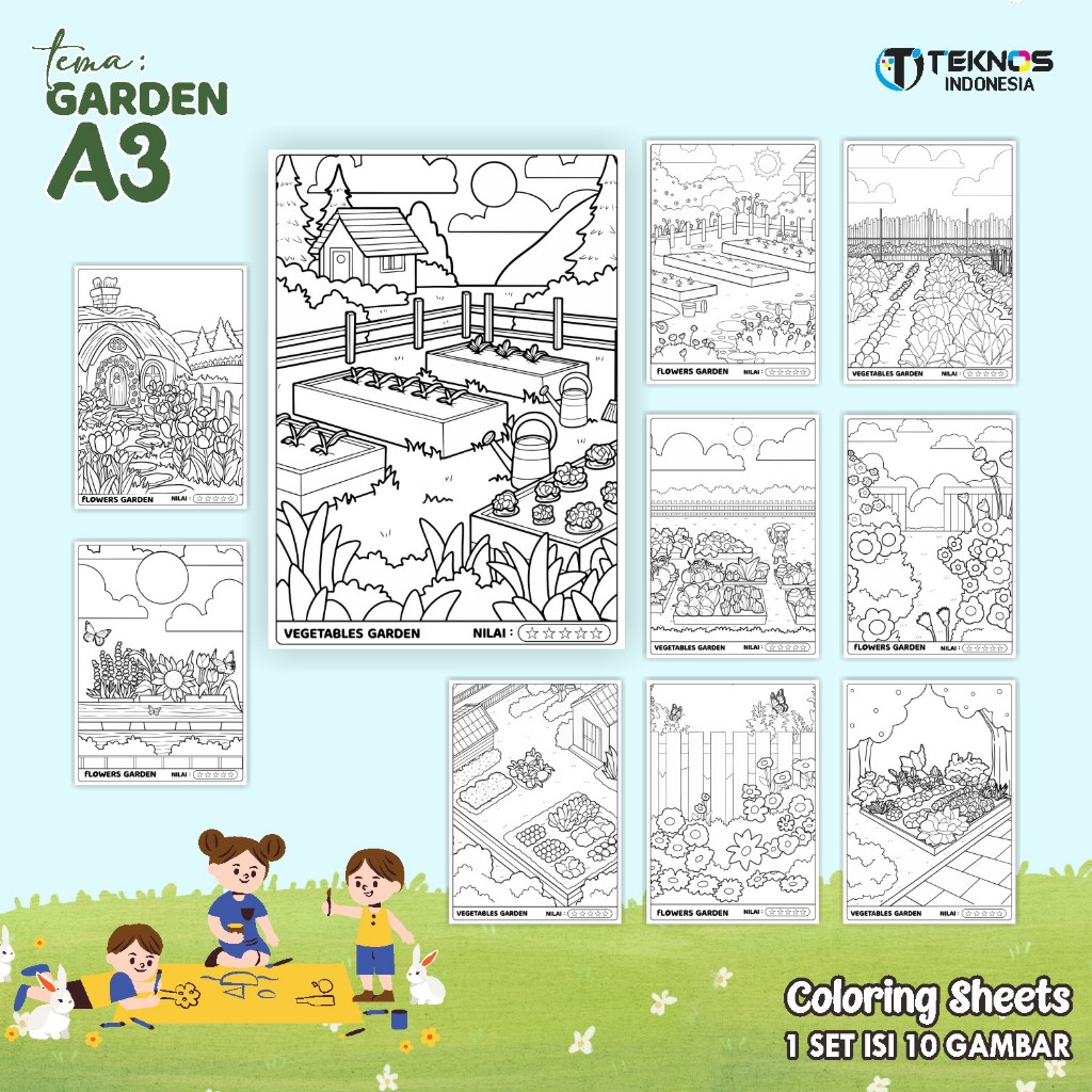 

[A3] LEMBAR BERGAMBAR UNTUK ANAK - KERTAS MEWARNAI GARDEN JUMBO - COLORING SHEETS READY STOCK