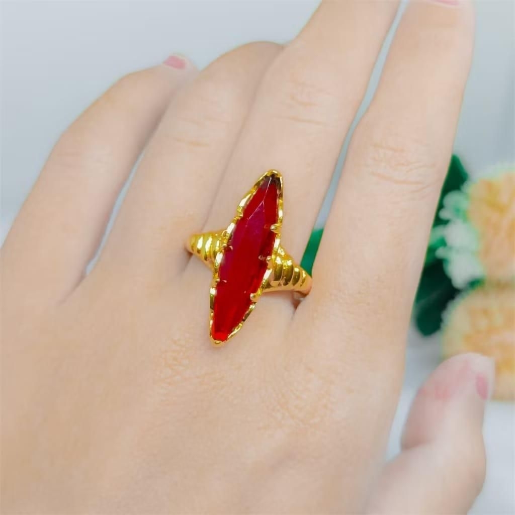 Cincin Batu Merah Delima Terbaru Cincin Giok accesories Fashion Wanita Premium