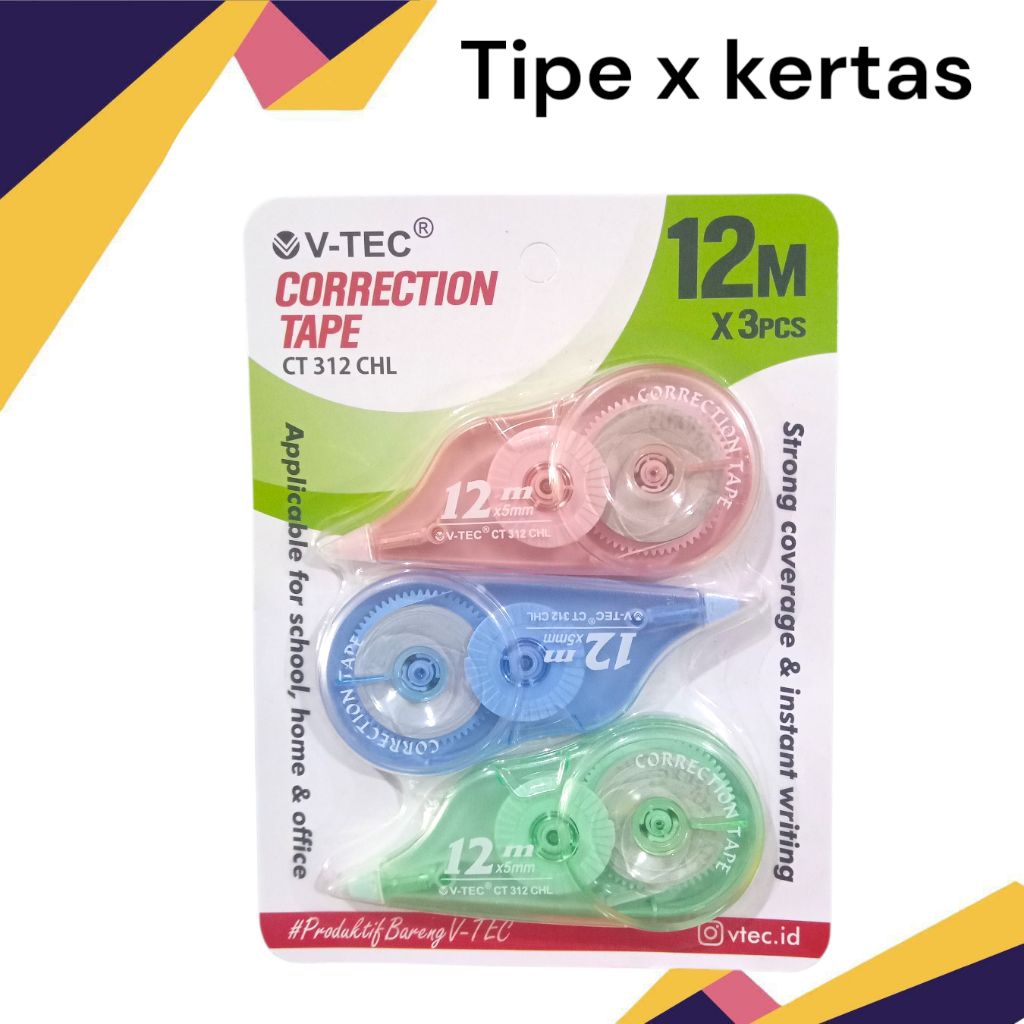 

Tipe x kertas V-tec 12 meter isi 3 pcs