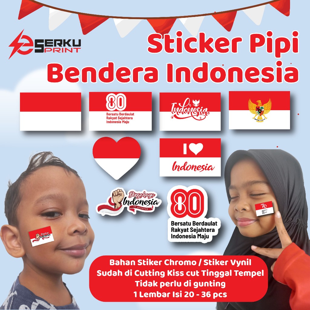 

Sticker Pipi Bendera - Tempelan Pipi Merah Putih - indonesia 17 agustus