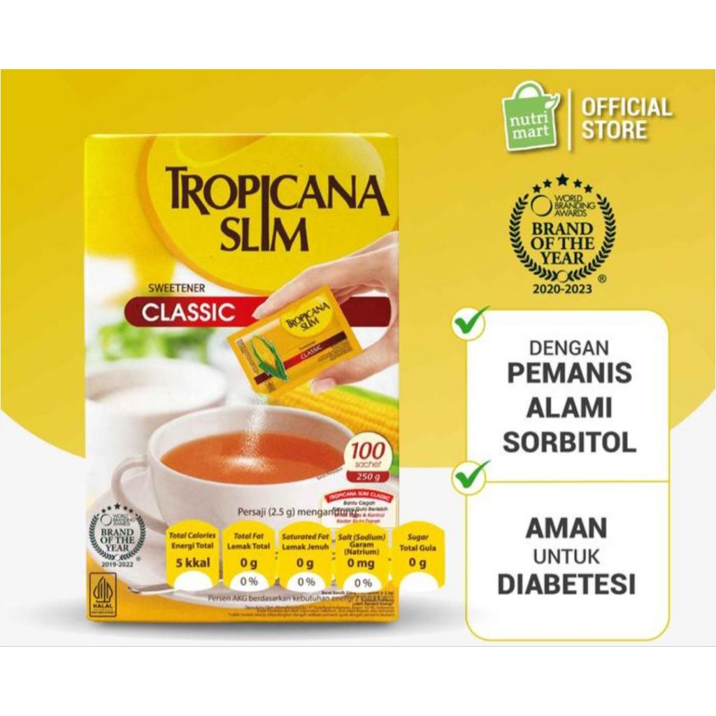 

TROPICANA SLIM CLASSIC isi 100 sachet Sweetener