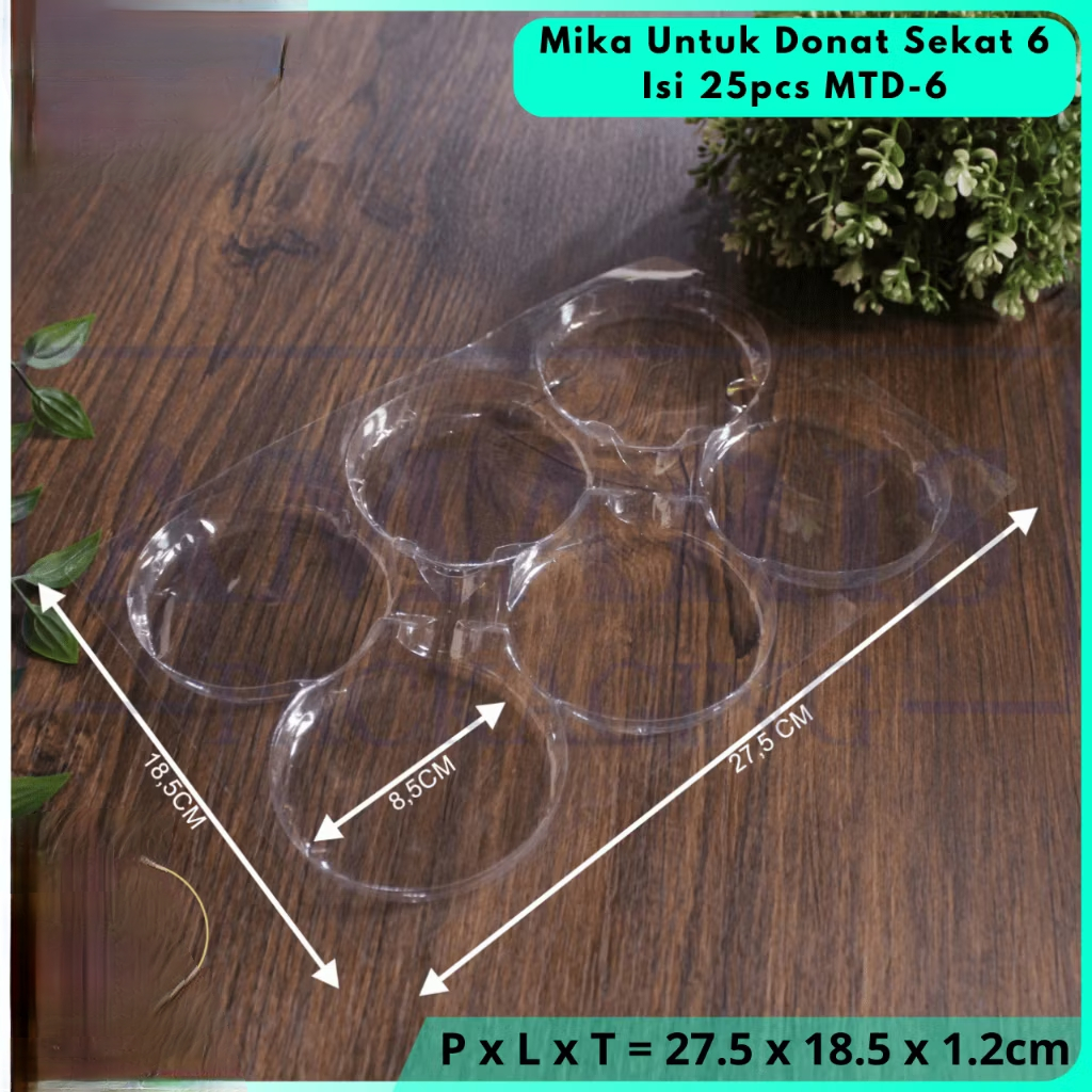 Mika plastik alas donat donut tray bening lubang 6 isi 25pcs per pack MTD-6 MTD6 MTD 6 tray donut cl