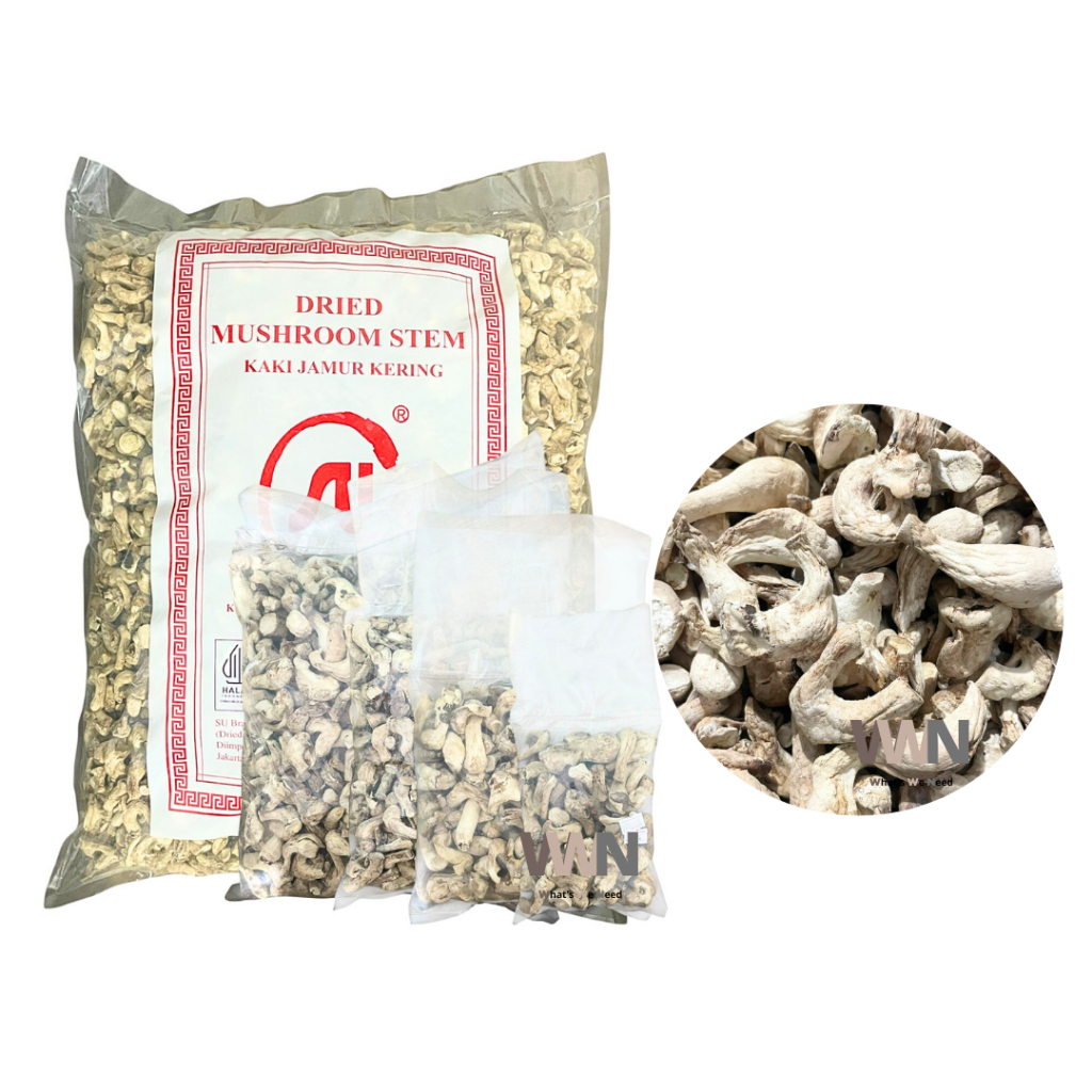 

Kaki Jamur Kering Premium / Dried Mushroom Stem / Xiang Gu Jiau / Kaki Jamur Hioco Hioko Shitake Jumbo SU Brand - 1KG/5KG